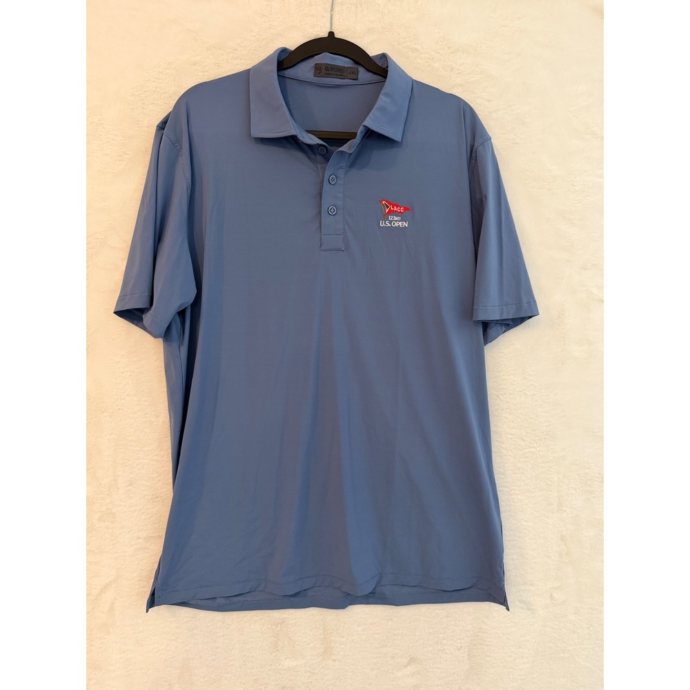 G/FORE Mens Golf Polo Shirt XXL Blue 123rd U.S. Open LACC Short Sleeve Stretch